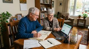 pareja jubilada ahorrando