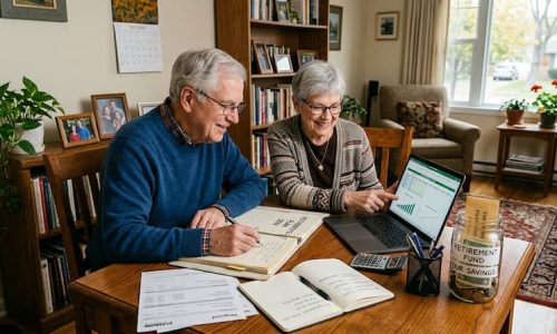 pareja jubilada ahorrando